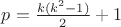 $p=\frac {k(k^2-1)} 2 + 1$