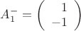 $A_1^- = \left( \begin{array}{r} 1 \\ -1 \end{array} \right)$