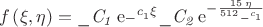 $$
\displaystyle{f \left( \xi,\eta \right) ={\it \_C_{1}}\,{{\rm e}^{{\it \_c}_{{1}}\xi}}{
\it \_C_{2}}\,{{\rm e}^{-{\frac {15\,\eta}{512\,{\it \_c}_{{1}}}}}}}
$$