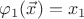 $\varphi_1(\vec x)=x_1$