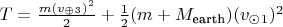 $T =  \tfrac{m(v_\oplus_3)^2}{2} + \tfrac{1}{2}(m+M_\text{earth})(v_\odot_1)^2