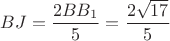 $BJ=\dfrac{2BB_1}{5}=\dfrac{2\sqrt{17}}{5}$