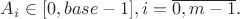 $A_i\in[0,base-1],  i=\overline{0,m-1}.$
