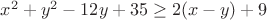 $x^2+y^2-12y+35\geq2(x-y)+9$