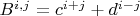 $B^{i,j}  = c^{i + j}  + d^{i - j}$