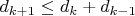 $d_{k+1} \leq d_k+d_{k-1}$