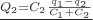 $\frac{Q_2 = C_2 \frac{q_1-q_2}{C_1+C_2}}$