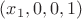 $(x_1, 0, 0, 1)$