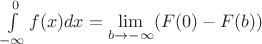 $\int\limits_{-\infty}^{0}f(x)dx=\lim\limits_{b\to -\infty}^{}(F(0)-F(b))$