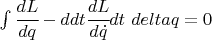 $ \int \cfrac{dL}{dq} - \cfra{d}{dt} \cfrac{dL}{d \dot q} dt \ delta q =0 $