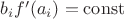 $b_if'(a_i)=\operatorname{const}$