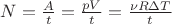 $
\[N = \frac{A}{t} = \frac{{pV}}{t} = \frac{{\nu R\Delta T}}{t}\]
$