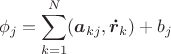 $$\phi_j=\sum_{k=1}^N(\boldsymbol a_{kj},\boldsymbol{\dot r}_k)+b_j$$