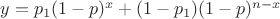 $y=p_1(1-p)^x+(1-p_1)(1-p)^{n-x}$