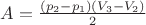 $ A = \frac{(p_2 - p_1)(V_3 - V_2)}{2} $