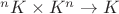${}^n K \times K^n \to K$ ${}^n K \times K^n \to K$