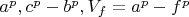 $a^p, c^p-b^p,V_f=a^p-f^p$