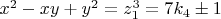 $x^2-xy+y^2=z_1^3=7k_4\pm1$