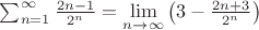 $ \sum_{n=1}^{\infty}\frac{2n-1}{2^n} =  \lim \limits_{n \to \infty}\left(3-\frac{2n+3}{2^n}\right)$