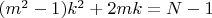 $(m^2-1)k^2+2mk=N-1$