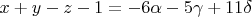 $x+y-z-1=-6\alpha-5\gamma+11\delta$