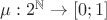$\mu :2^{\mathbb N} \to [0;1]$