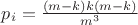$p_i = \frac{(m-k)k(m-k)}{m^3}$