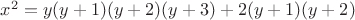 $x^2=y(y+1)(y+2)(y+3)+2(y+1)(y+2)$