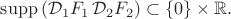 $\mathrm{supp}\left(\mathcal{D}_1 F_1 \, \mathcal{D}_2 F_2\right) \subset \lbrace 0\rbrace \times \mathbb{R}.$