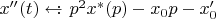 $x''(t)\leftarrow\!\!:\,p^2x^*(p)-x_0p-x'_0$