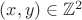 $(x,y)\in \mathbb{Z}^2$