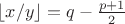 $\lfloor x / y \rfloor = q - \frac{p+1}{2}$