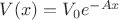 $V(x)=V_0e^{-Ax}$
