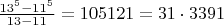 $\frac{13^5-11^5}{13-11}=105121=31\cdot3391$