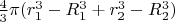 $\frac{4}{3} \pi(r_1^3-R_1^3+r_2^3-R_2^3)$