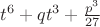 $t^6 + qt^3 + \frac{p^3}{27}$