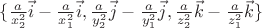 $\lbrace \frac {a} {x^2_2} \vec{i} - \frac {a} {x^2_1} \vec{i}  , \frac {a} {y^2_2} \vec{j} -\frac {a} {y^2_1} \vec{j} , \frac {a} {z^2_2} \vec{k} - \frac {a} {z^2_1} \vec{k} \rbrace