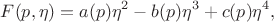 $$ F(p, \eta)=a(p)\eta^2-b(p)\eta^3+c(p)\eta^4,$$