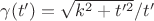 $\gamma(t')=\sqrt{k^2+t'^2}/t'$