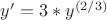 $y'=3*y^{(2/3)}$ $y'=3*y^{(2/3)}$