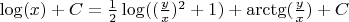 $\log(x)+C=\frac{1}{2}\log((\frac{y}{x})^2+1)+\arctg(\frac{y}{x})+C$