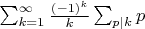 $\sum_{k=1}^{\infty}\frac{(-1)^k}{k}\sum_{p|k} p$