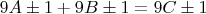 $9A \pm 1 + 9B \pm 1 = 9C \pm 1$