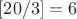 $[20/3]=6$