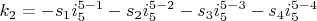 $k_2=-s_1 i_5^{5-1}-s_2 i_5^{5-2}-s_3 i_5^{5-3}-s_4 i_5^{5-4}$