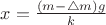 $x = \frac{(m - \triangle m)g}{k}$