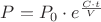 $P=P_0 \cdot e^{\frac{C \cdot t}{V}} $