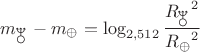 $$m_{\neptune}-m_{\oplus}=\log_{2,512}\frac{{R_{\neptune}}^2}{{R_{\oplus}}^2}$$