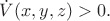 $\dot{V}(x,y,z)>0.$
