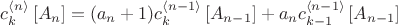 $c_k^{\left<n\right>}\left[A_n\right]=(a_n+1)c_k^{\left<n-1\right>}\left[A_{n-1}\right]+a_n c_{k-1}^{\left<n-1\right>}\left[A_{n-1}\right]$